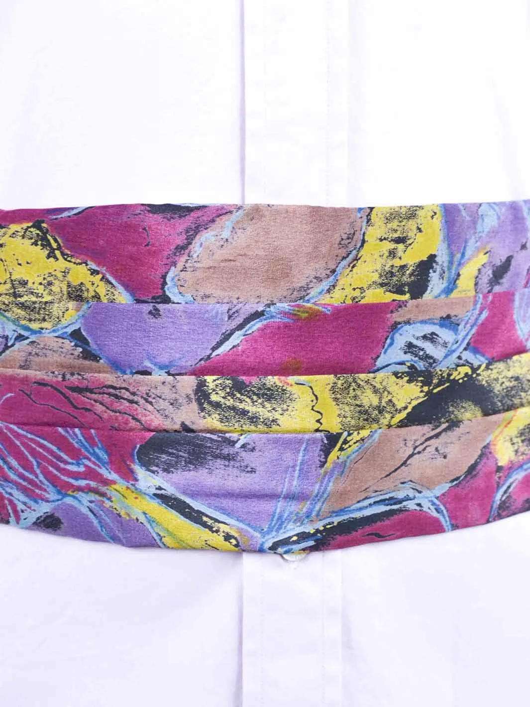 1980s silk waist sash with abstract print