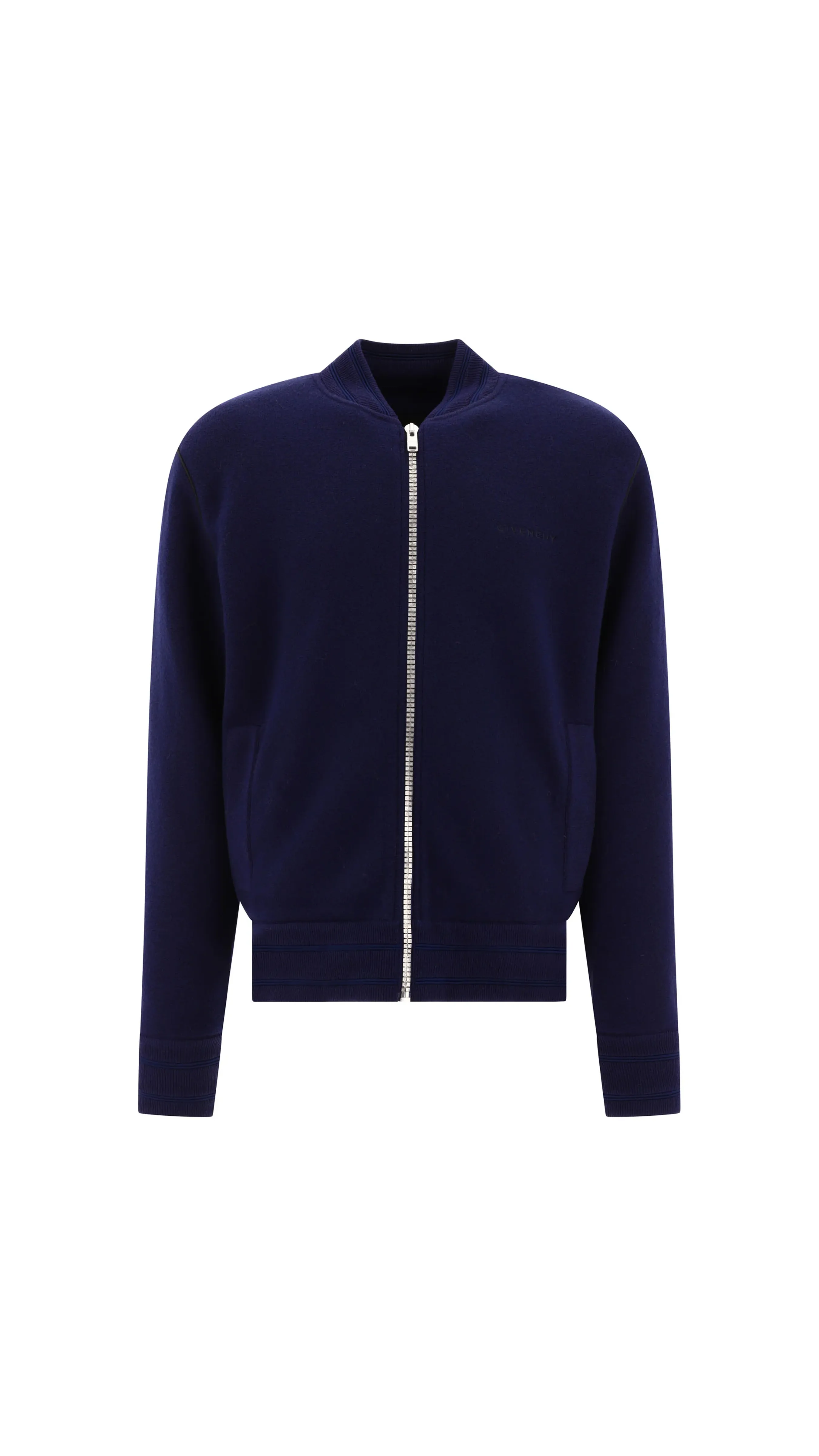 4G-motif Wool Bomber Jacket - Blue