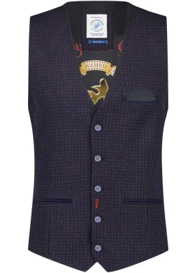 A Fish Named Fred Men's Check Gilet Navy