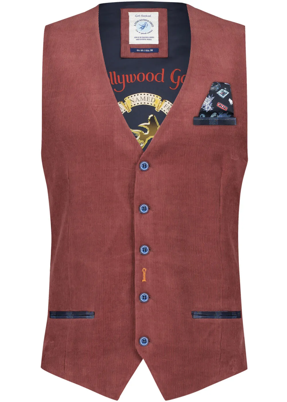 A Fish Named Fred Men's Rib Gilet Chili Red