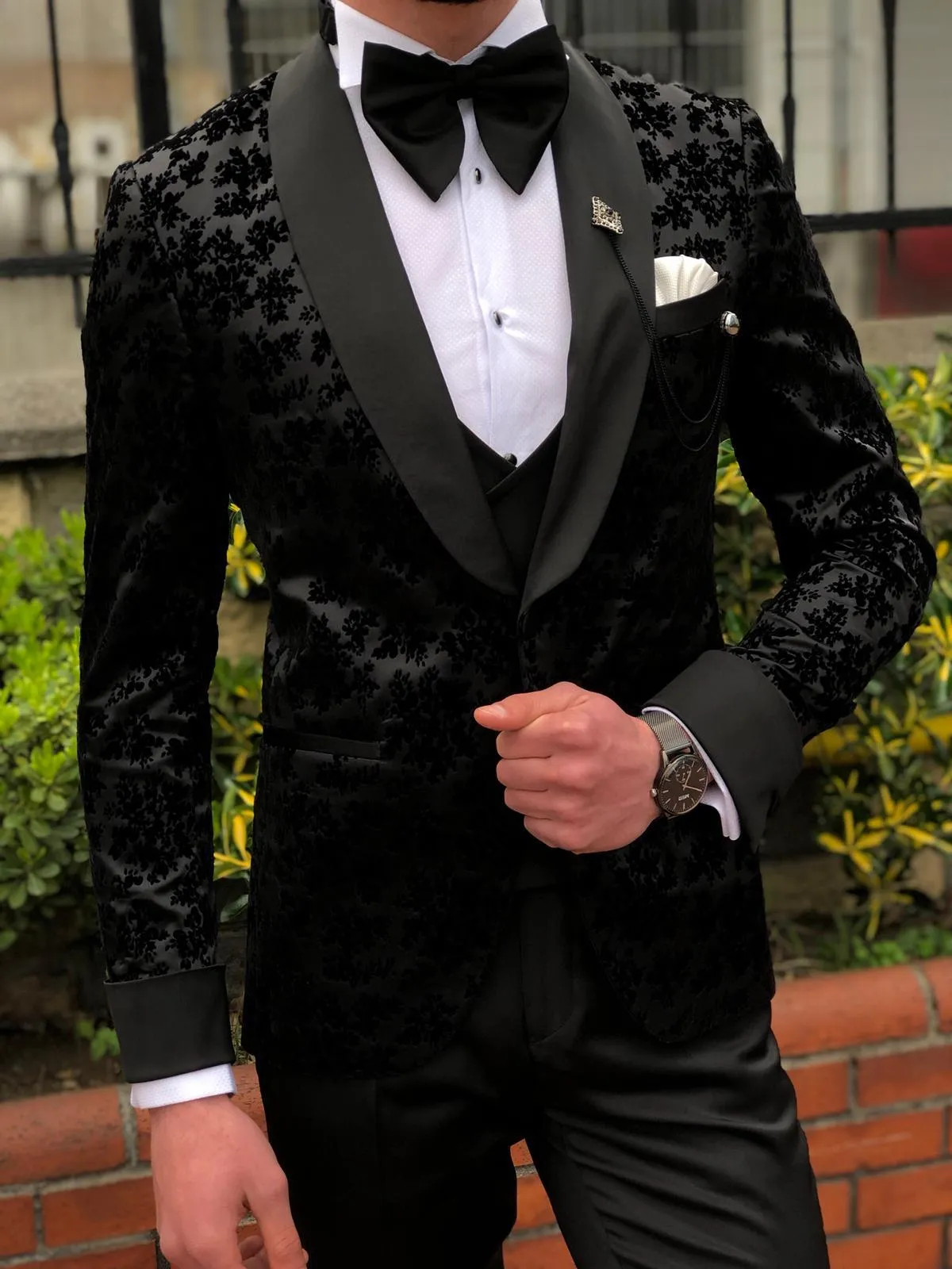 Abboud Black Embroidery Tuxedo