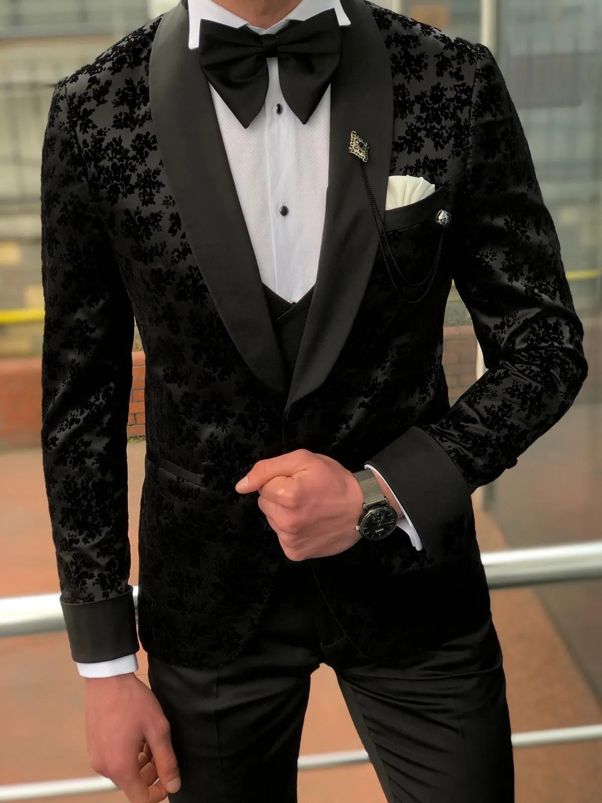 Abboud Black Embroidery Tuxedo