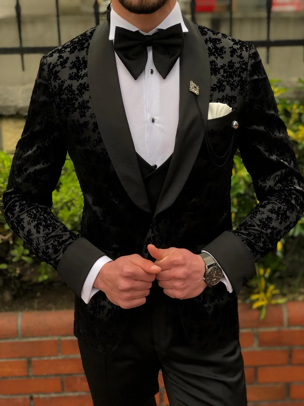 Abboud Black Embroidery Tuxedo