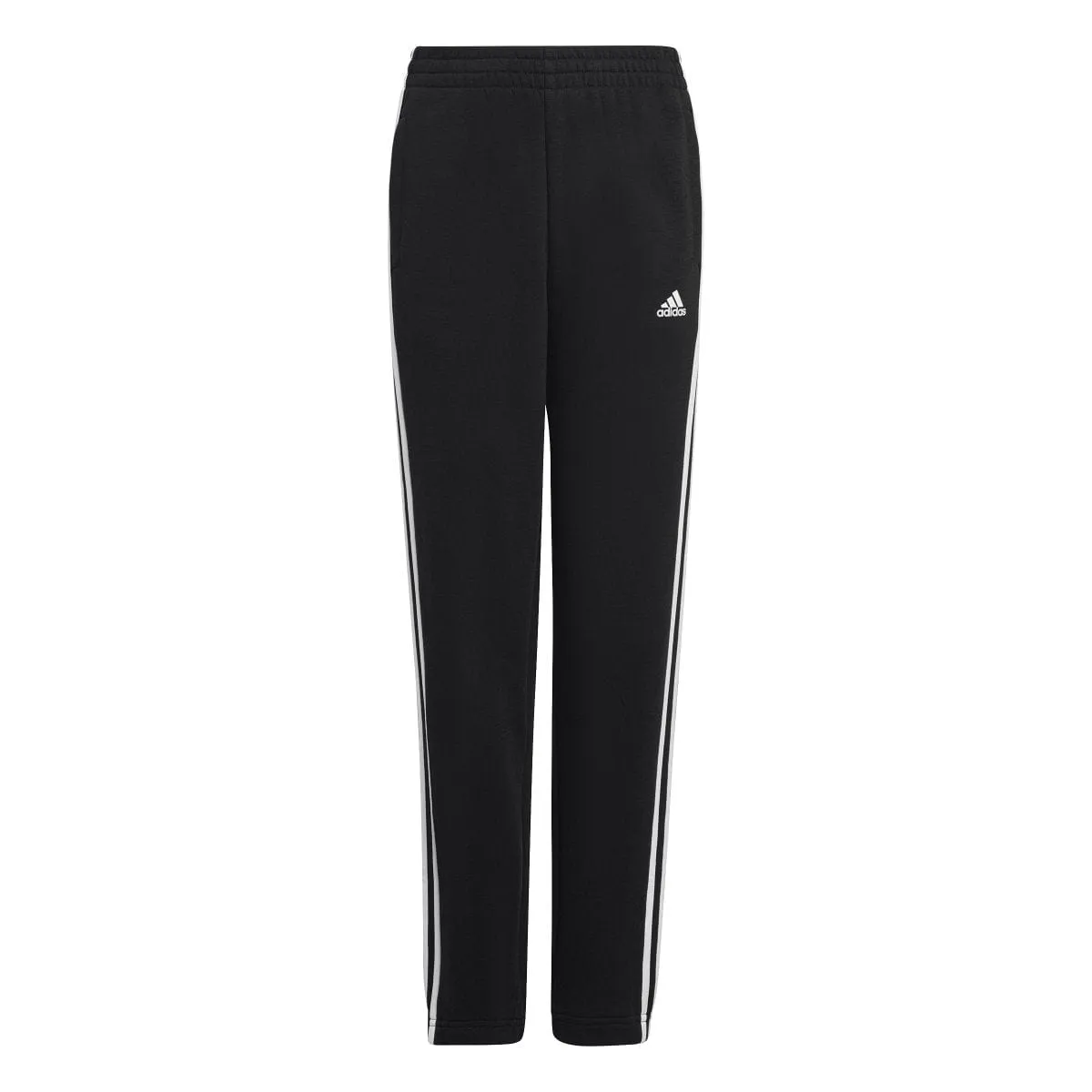 ADIDAS JUNIOR ESSENTIALS 3-STRIPES FLEECE BLACK TRACKPANTS