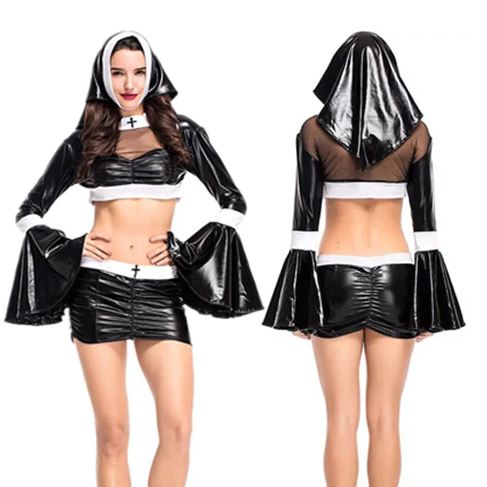 Adult Women Sexy Halloween Nun Sister Religion Costume Erotic Catholic Temptation Clubwear Fancy Porn Games Clothing For Ladies