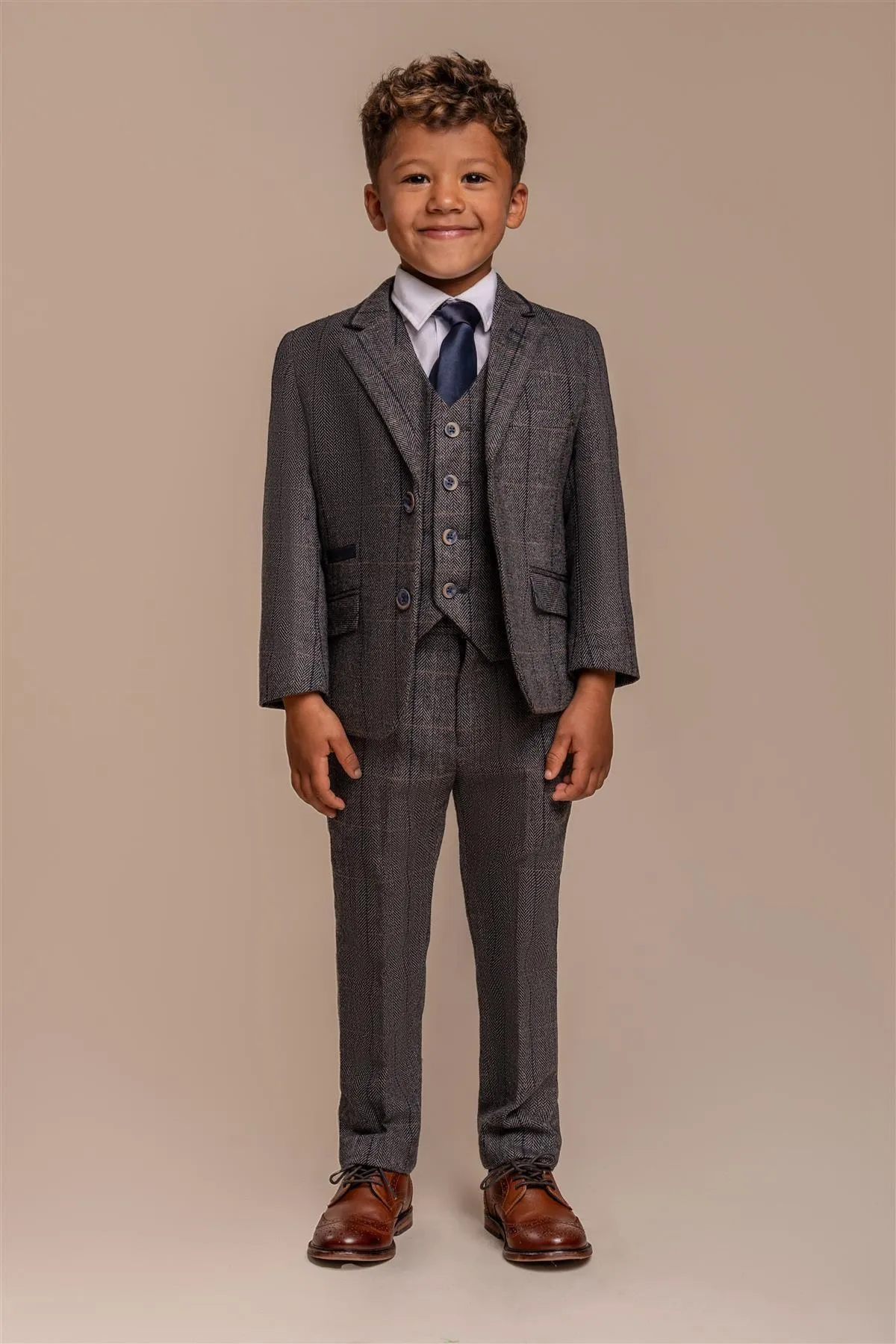 Albert Grey Tweed Check Boys Suit