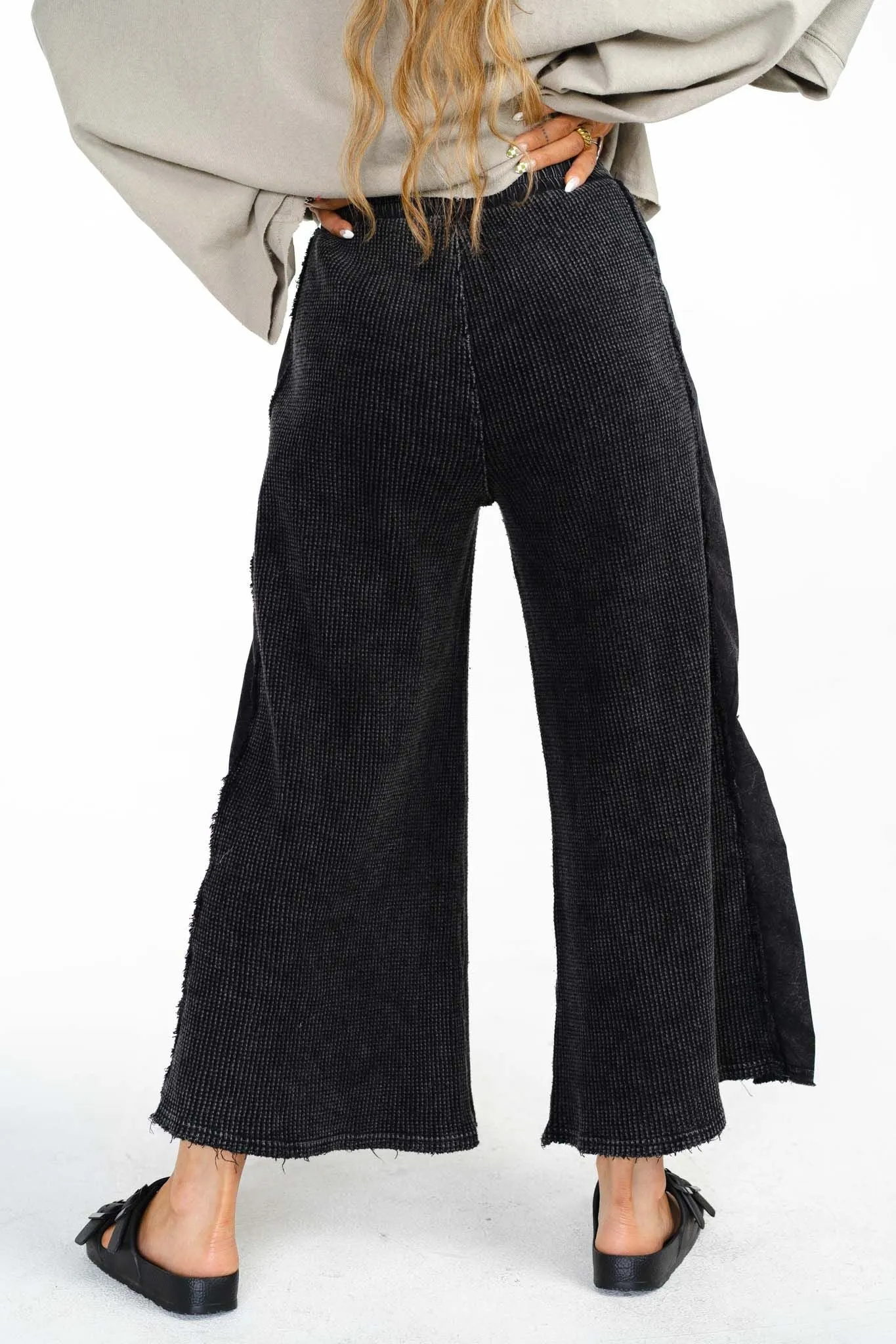 All About It Wide Leg Pant - Washed Black