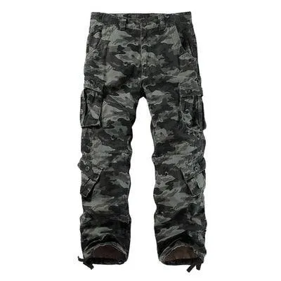 Alternative Men's Red and Black Camo Cargo Pants - Tactical Style with 8 Pockets