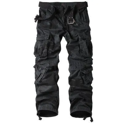 Alternative Men's Red and Black Camo Cargo Pants - Tactical Style with 8 Pockets