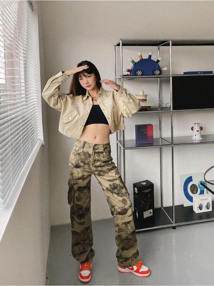 Alternative Women's Camo Cargo Pants - Low Rise Safari Style