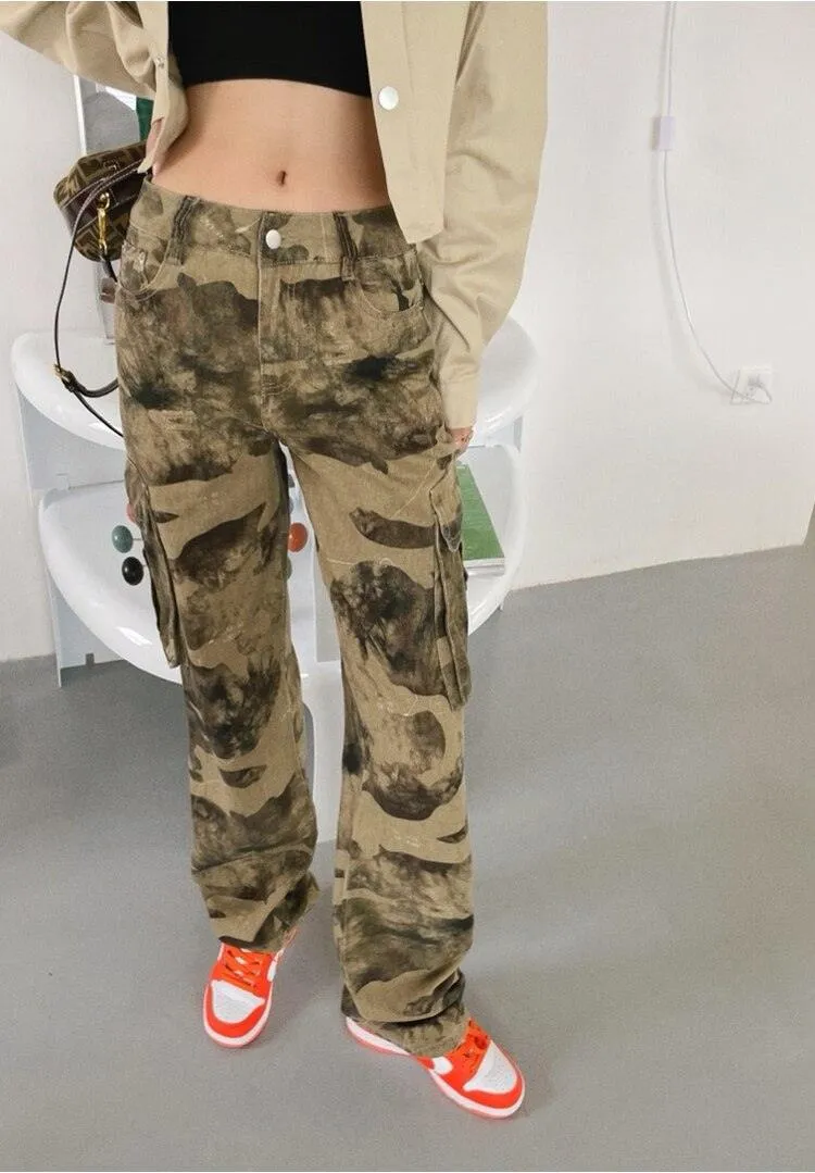 Alternative Women's Camo Cargo Pants - Low Rise Safari Style