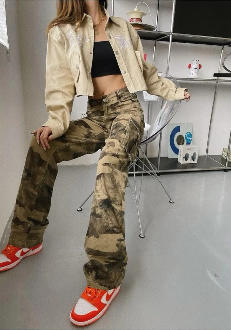 Alternative Women's Camo Cargo Pants - Low Rise Safari Style