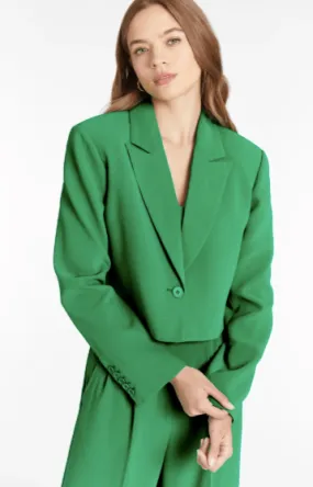 Amanda Uprichard Reggie Crop Blazer in Jungle