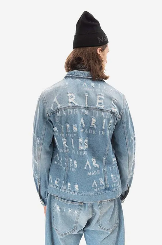 Aries denim jacket Destroyed Jean Jacket AR70001 BLUE men's blue color