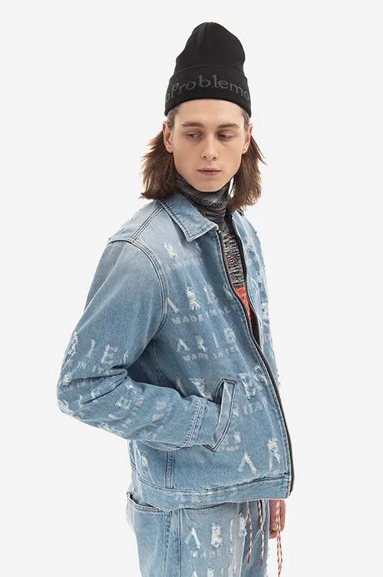 Aries denim jacket Destroyed Jean Jacket AR70001 BLUE men's blue color