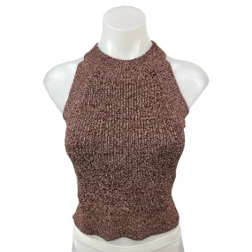 Aritzia Wilfred Brown Mock Neck Sleeveless Knitted Crop Sweater Tank Top Size XS