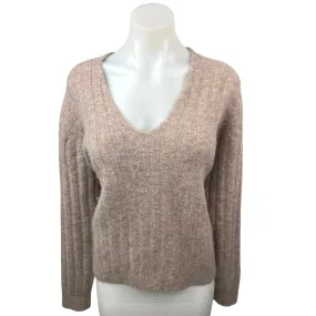 Aritzia Wilfred Free Pink Tan Alpaca Wool Scoop Neck Long Sleeve Sweater Top S