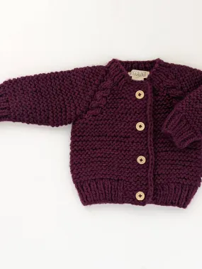 Baby Garter Stitch Sweater - Plum