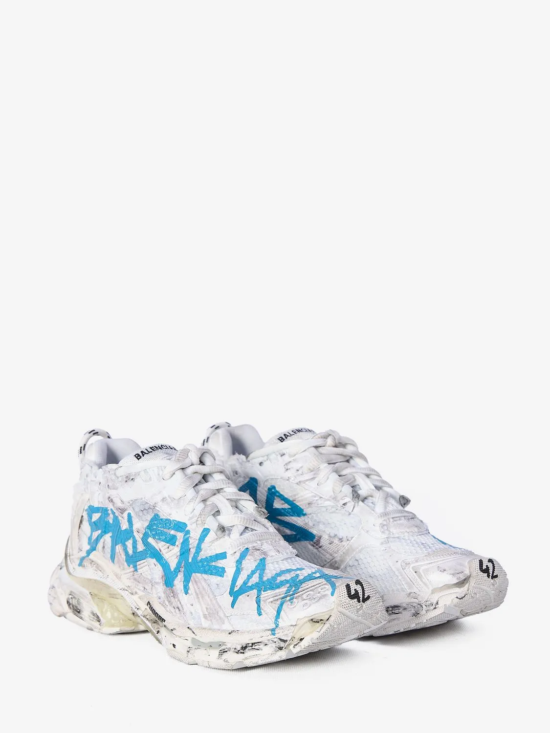 BALENCIAGA Men's Graffiti Print Runner Shoes for SS24