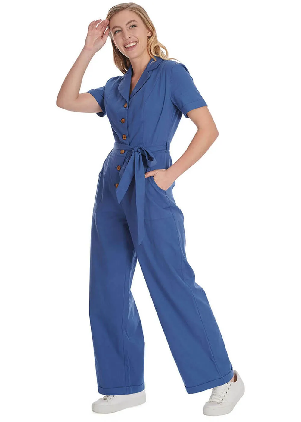 Banned Adventure Ahead 40's Jumpsuit Blue