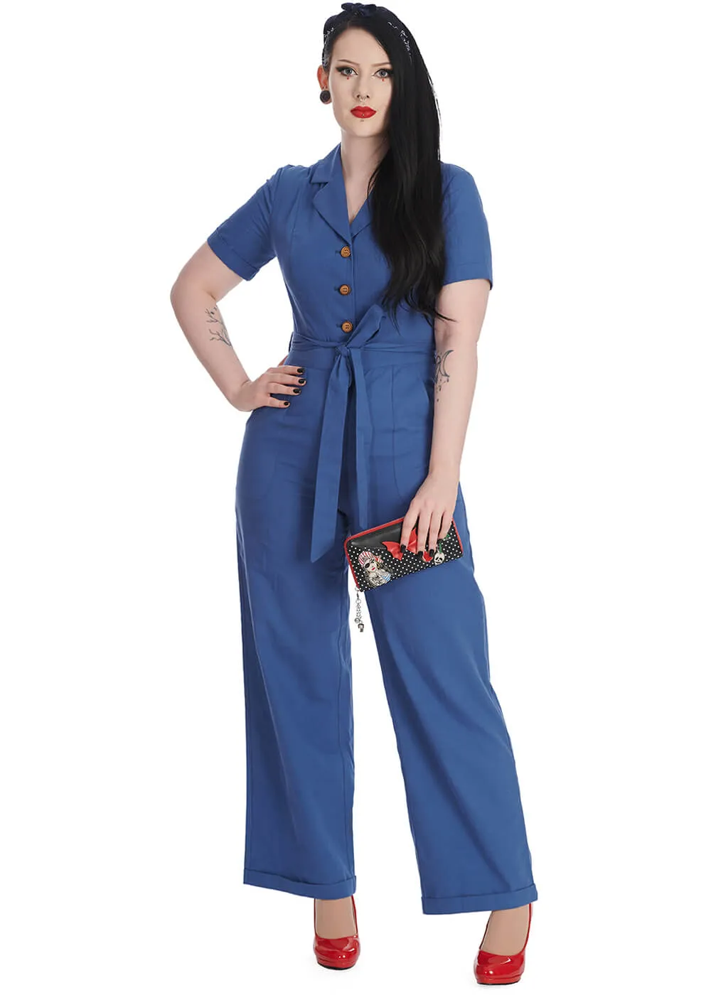 Banned Adventure Ahead 40's Jumpsuit Blue