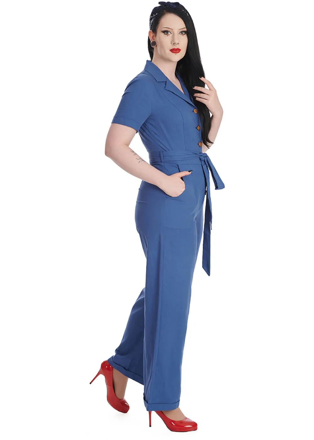 Banned Adventure Ahead 40's Jumpsuit Blue