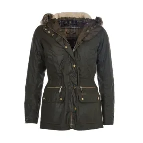 Barbour Womens Kelsall Waxed Cotton Parka in Olive Classic