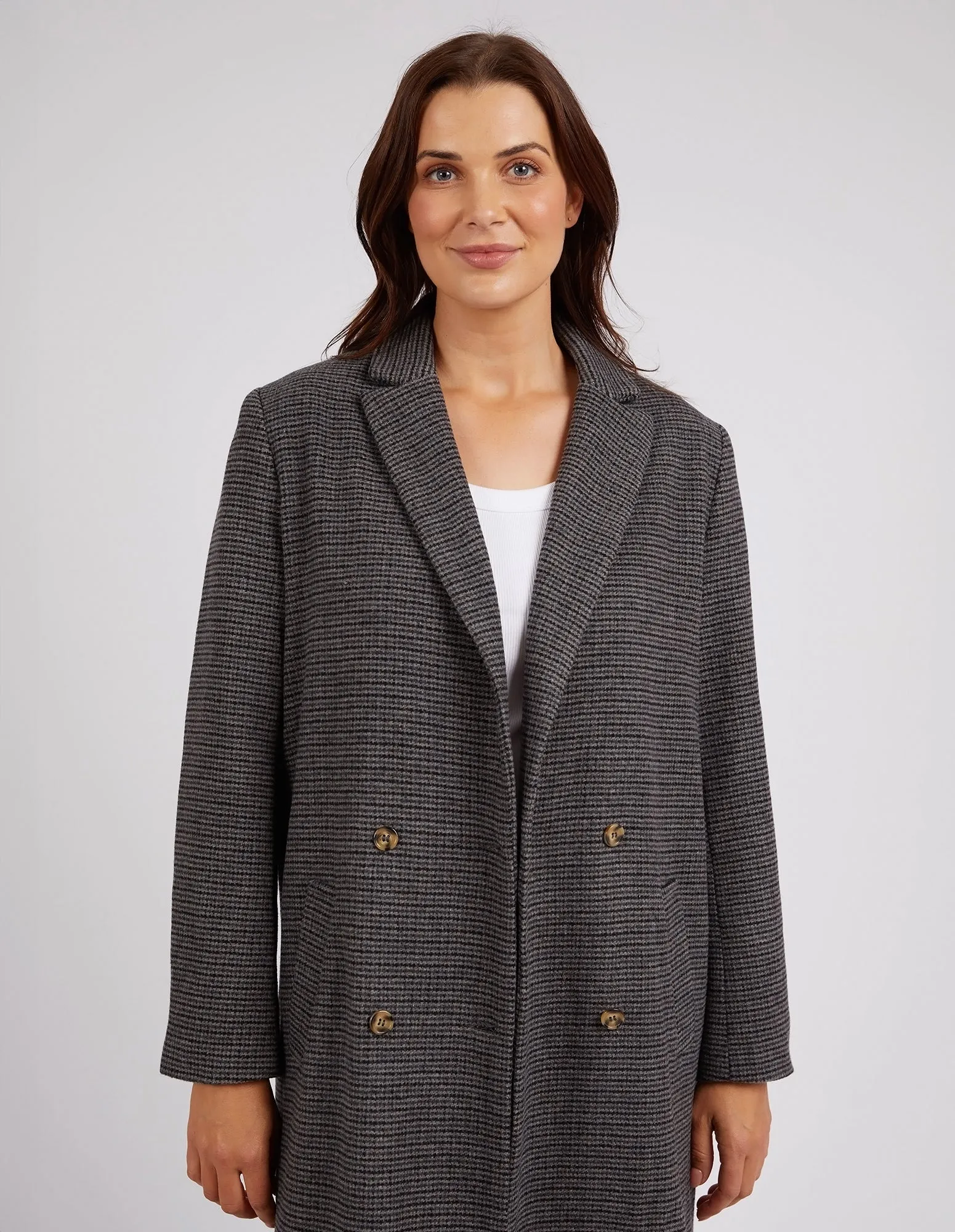 Becky Houndstooth Coat Charcoal