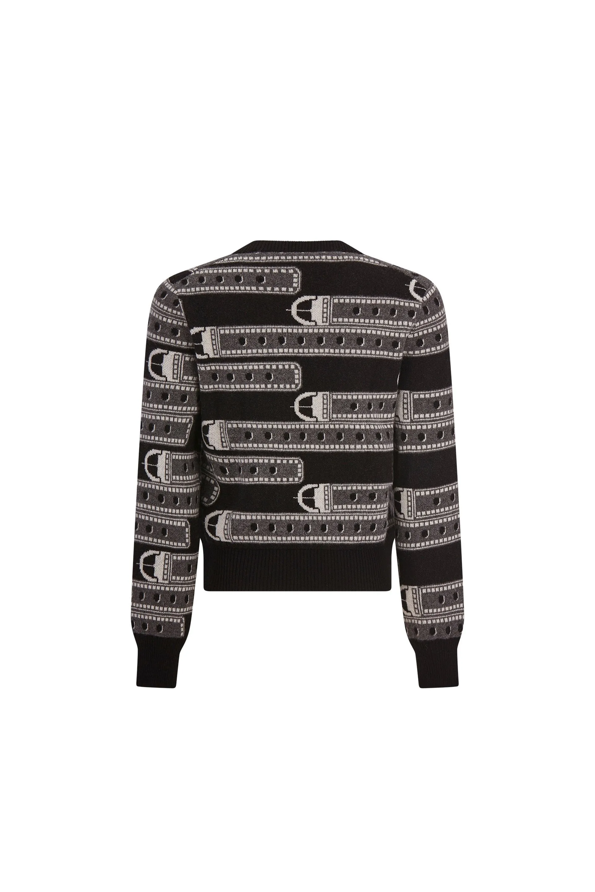 'BELTS' SHRUNKEN PULLOVER SWEATER