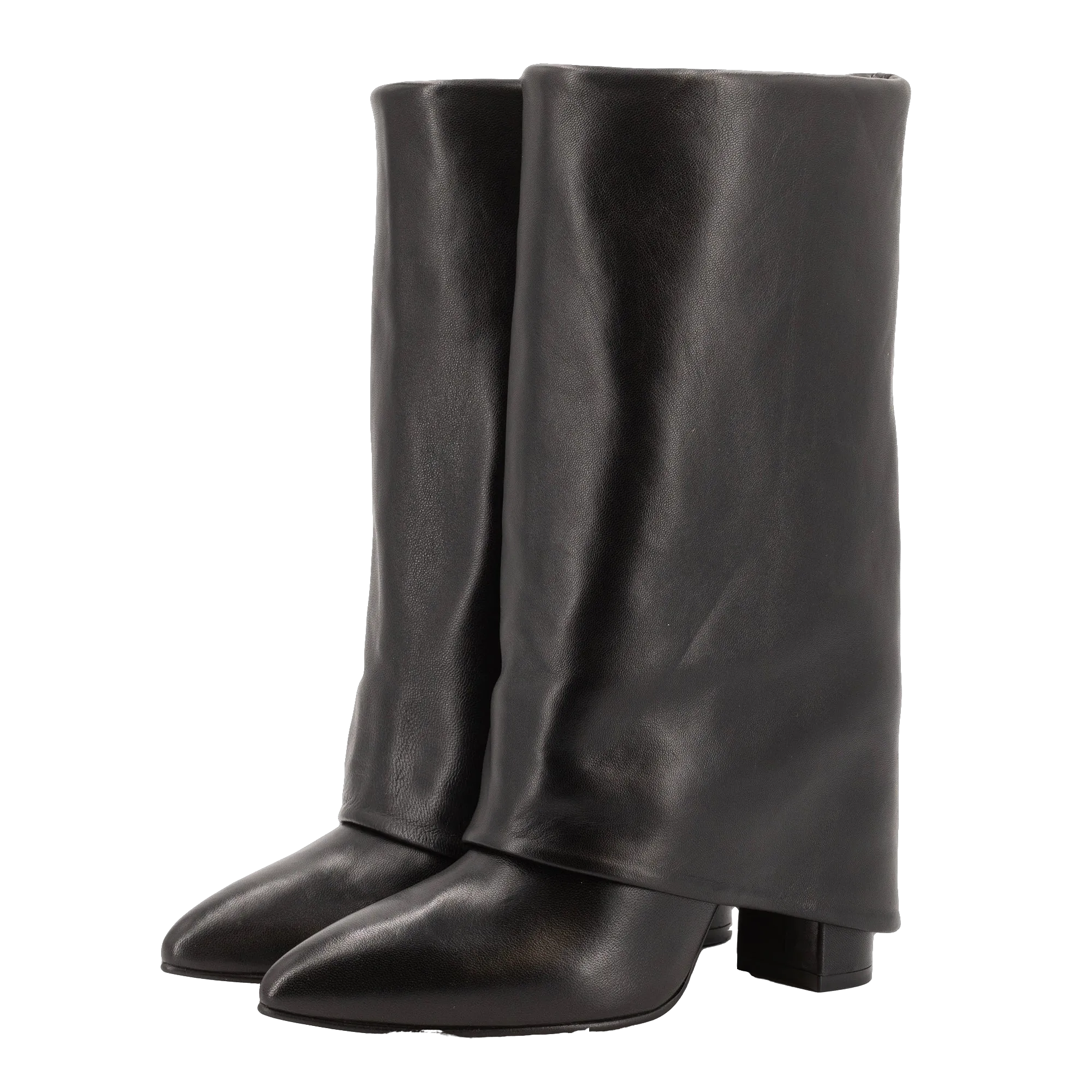 BERTA BLACK LEATHER BOOTS