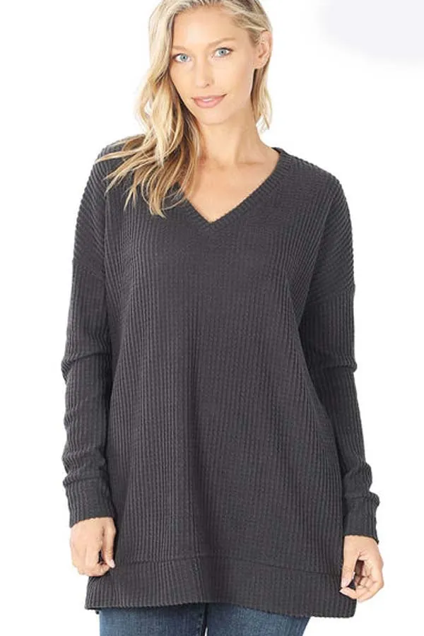 BK Basics Thermal Waffle Knit V-Neck