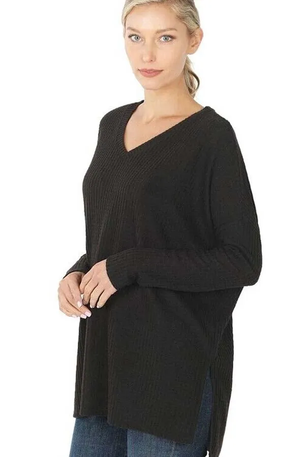 BK Basics Thermal Waffle Knit V-Neck