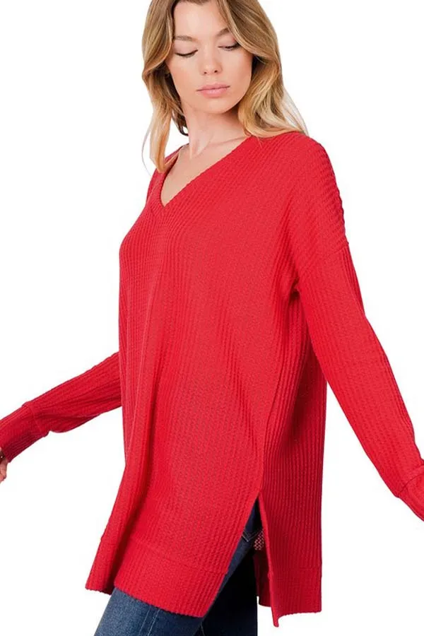 BK Basics Thermal Waffle Knit V-Neck