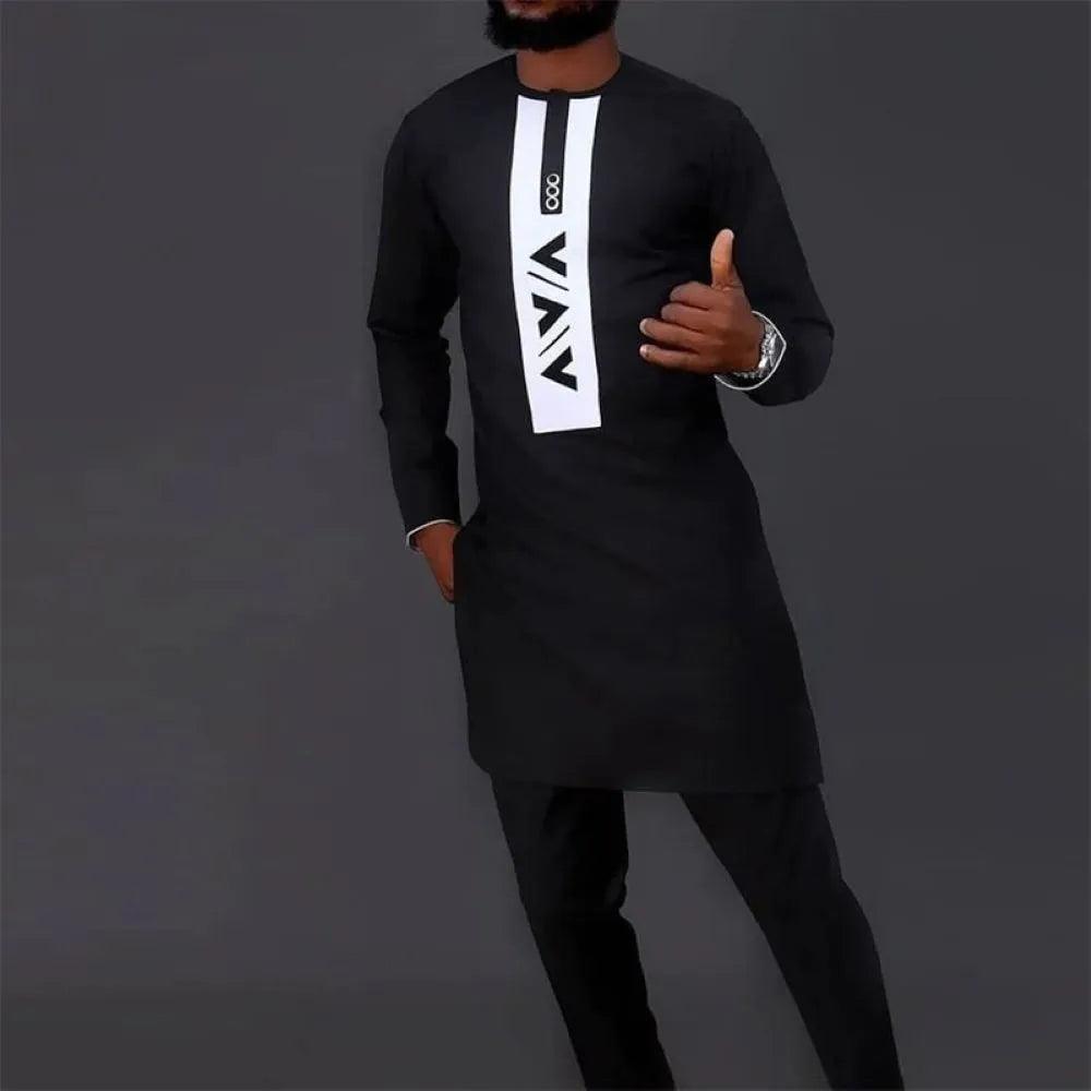 Black African Clothing Outfit Set Summer