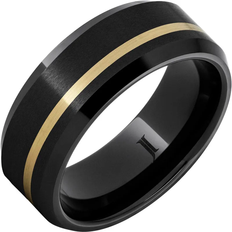 Black Diamond Ceramic Ring with 14K Gold Inlay