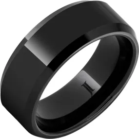 Black Diamond Ceramic Ring with Beveled Edges