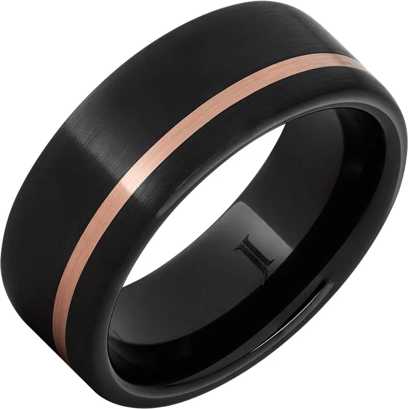 BLACK DIAMOND CERAMIC RING WITH ROSE GOLD INLAY