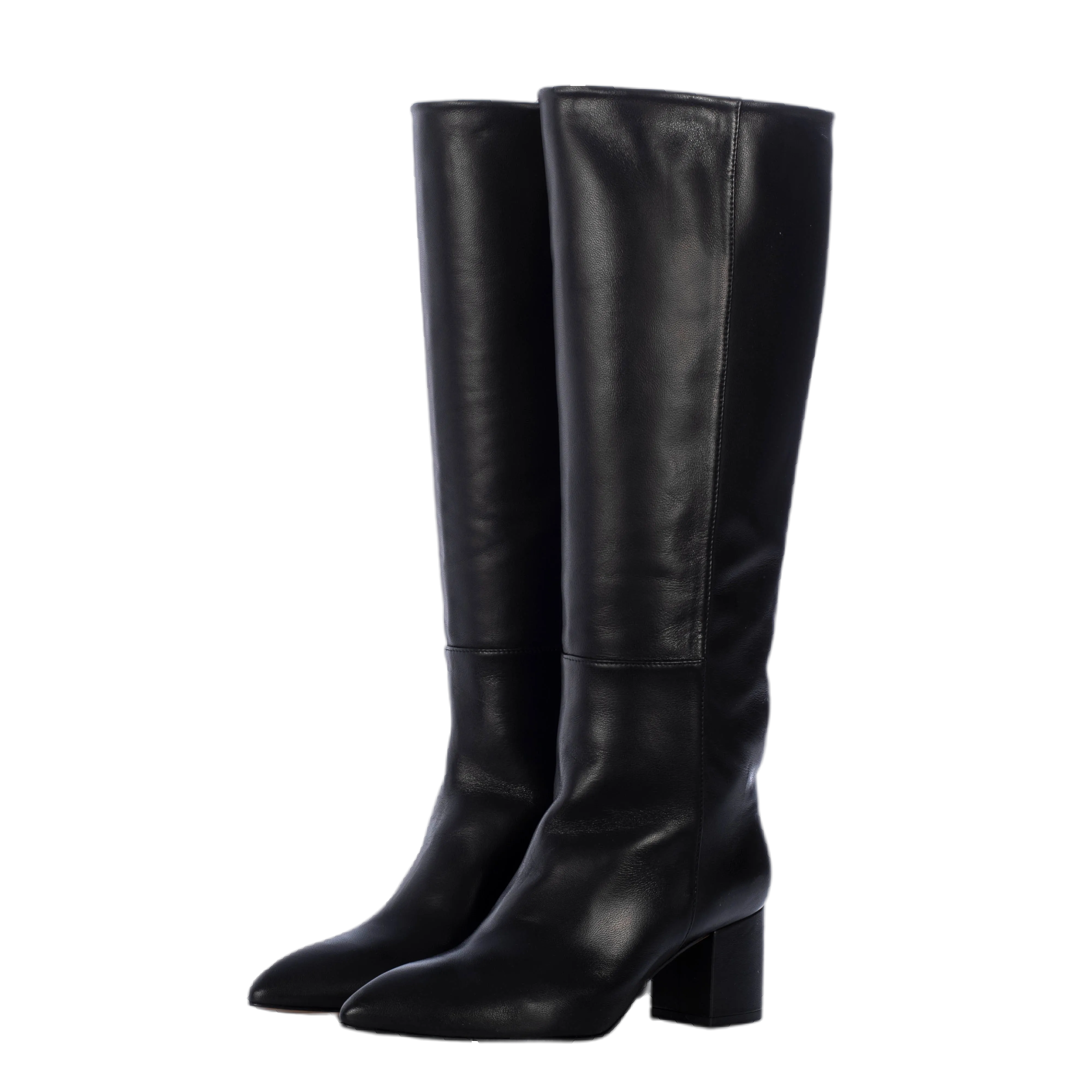 BLACK LEATHER TALL BOOTS