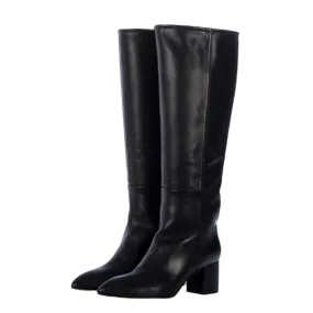 BLACK LEATHER TALL BOOTS