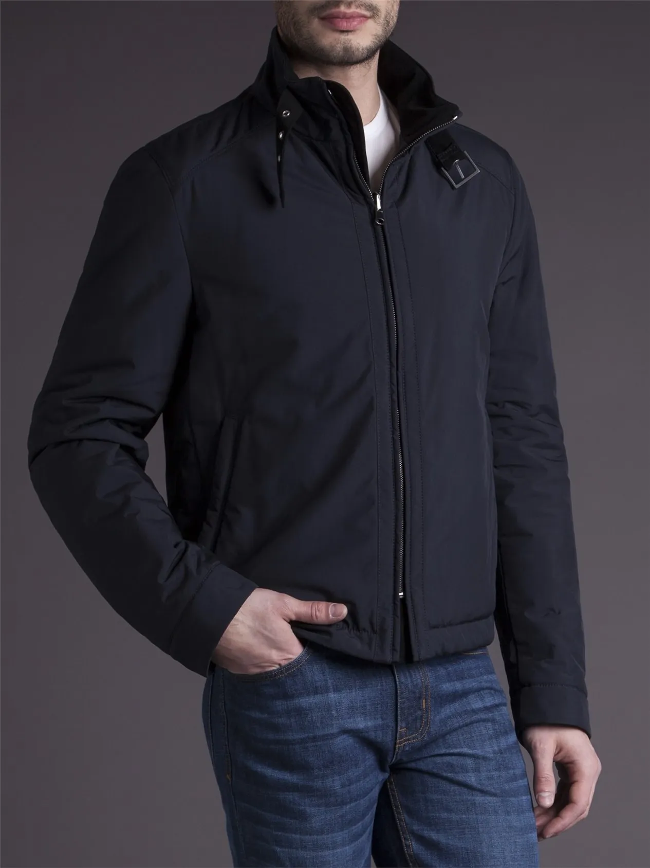 Black Quilted Bomber Jacket