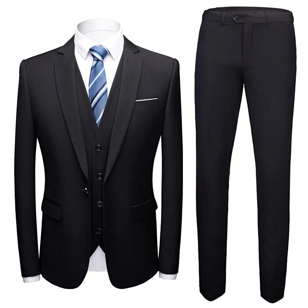 Blazer 3 Pieces Set Elegant Business Luxury Full Vest With Pants and Classic Jacket