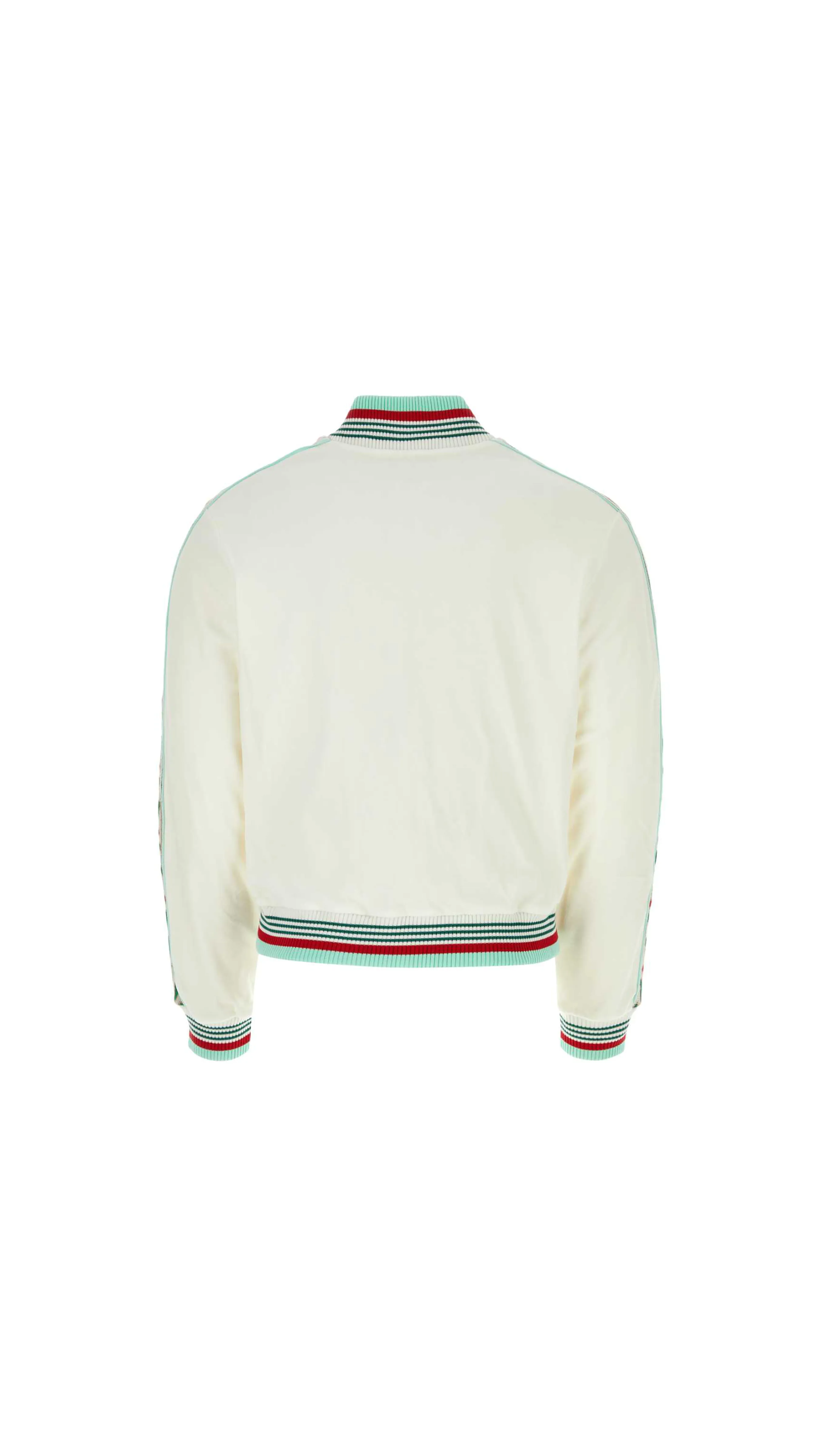 Bomber Jacket with Stripes - White/Aqua