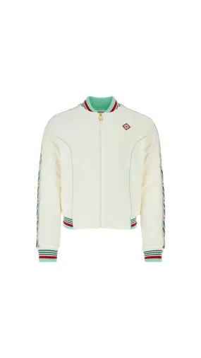 Bomber Jacket with Stripes - White/Aqua