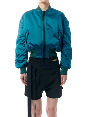 Botter Petrol Blue Satin Bomber Jacket