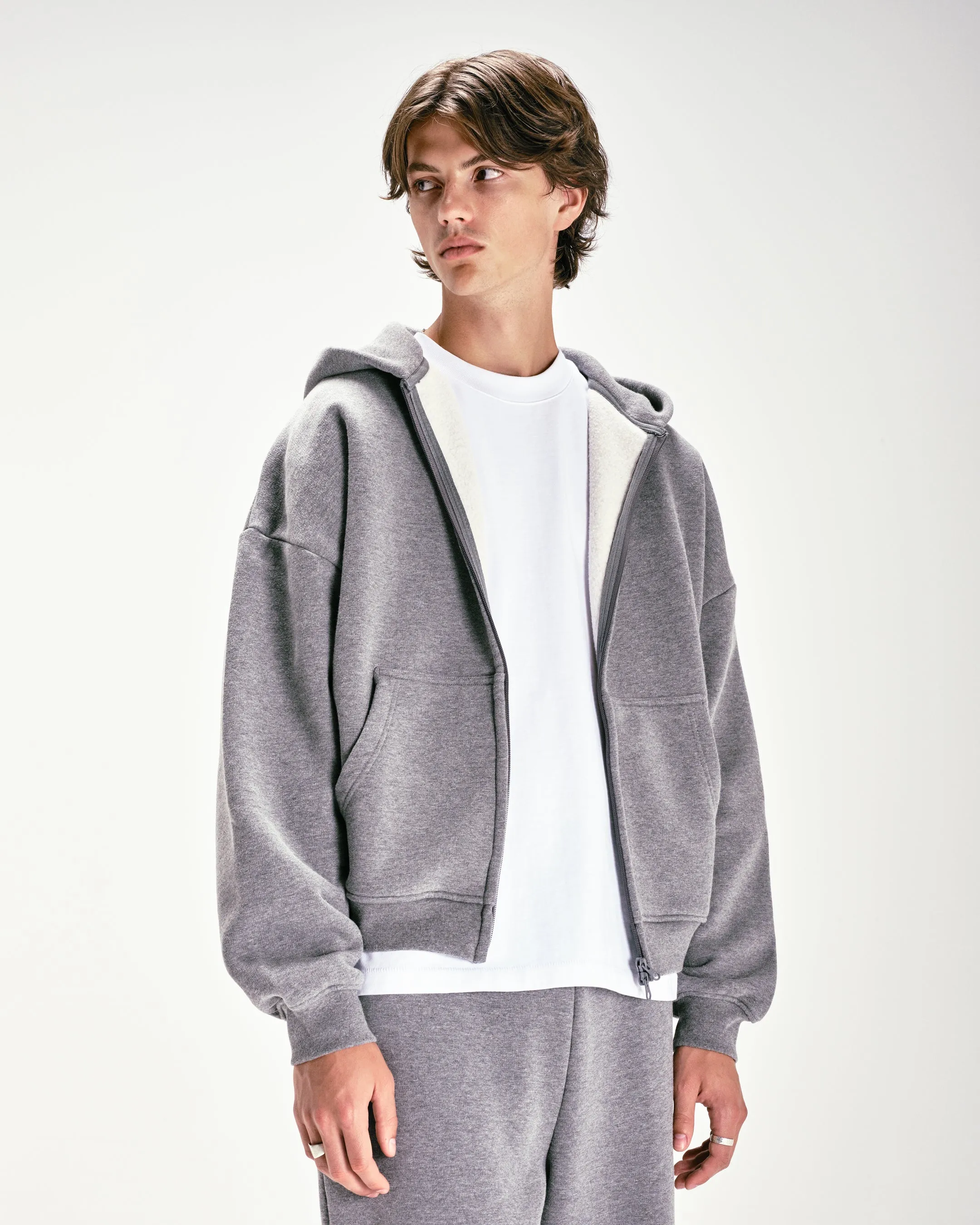 BUBBLE FIT ZIP HOODIE - CHARCOAL