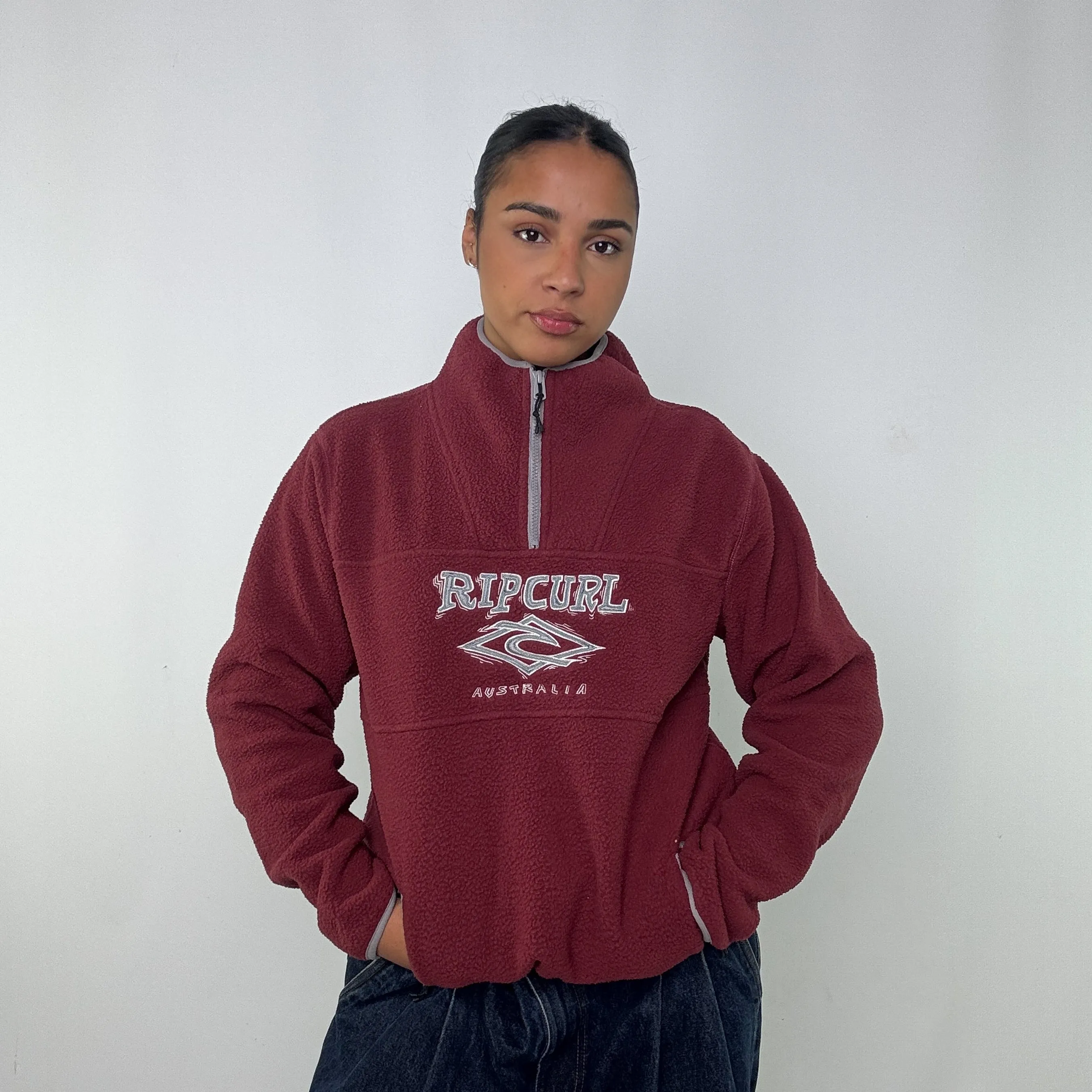 Burgundy Red y2ks Rip Curl Hoodie (M)