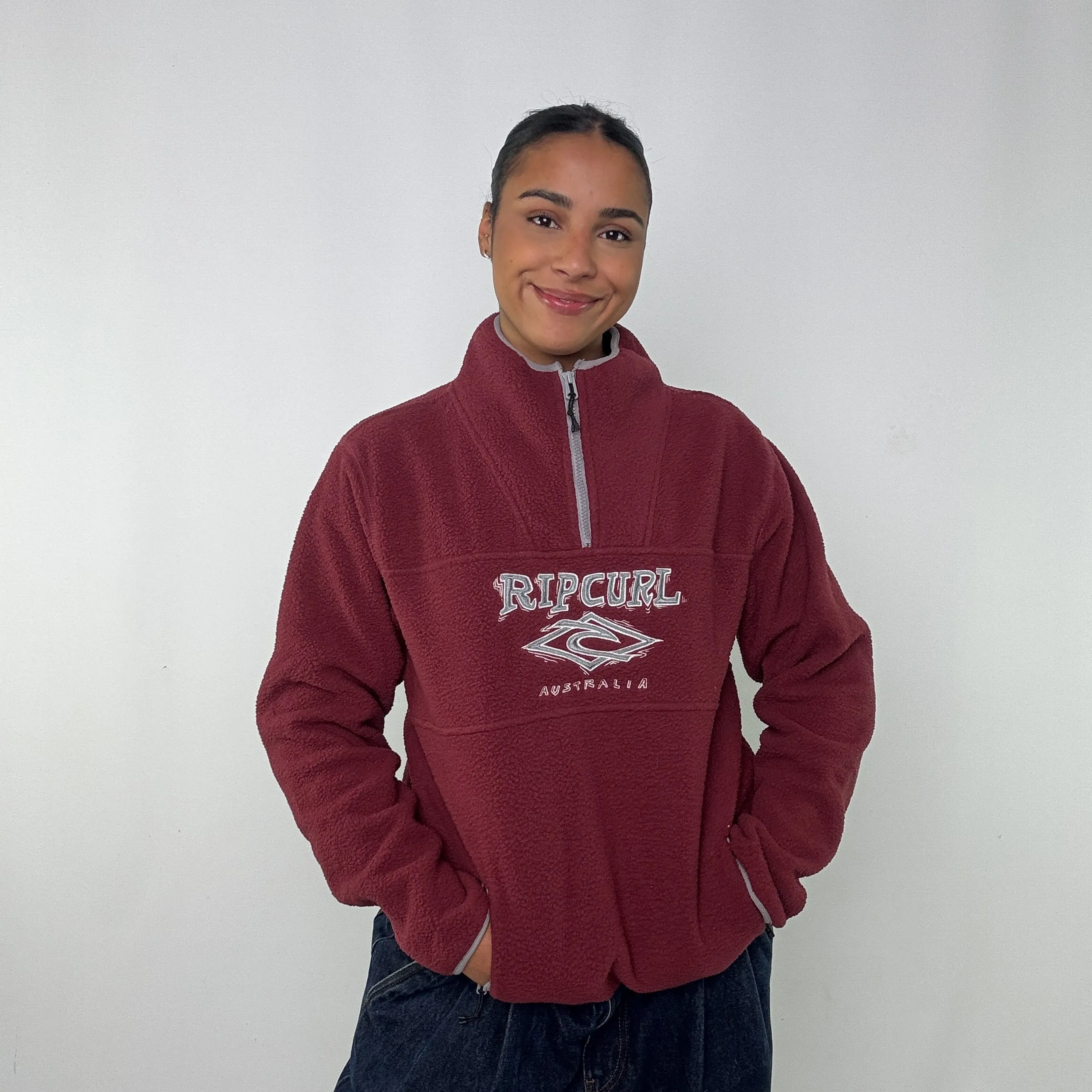 Burgundy Red y2ks Rip Curl Hoodie (M)