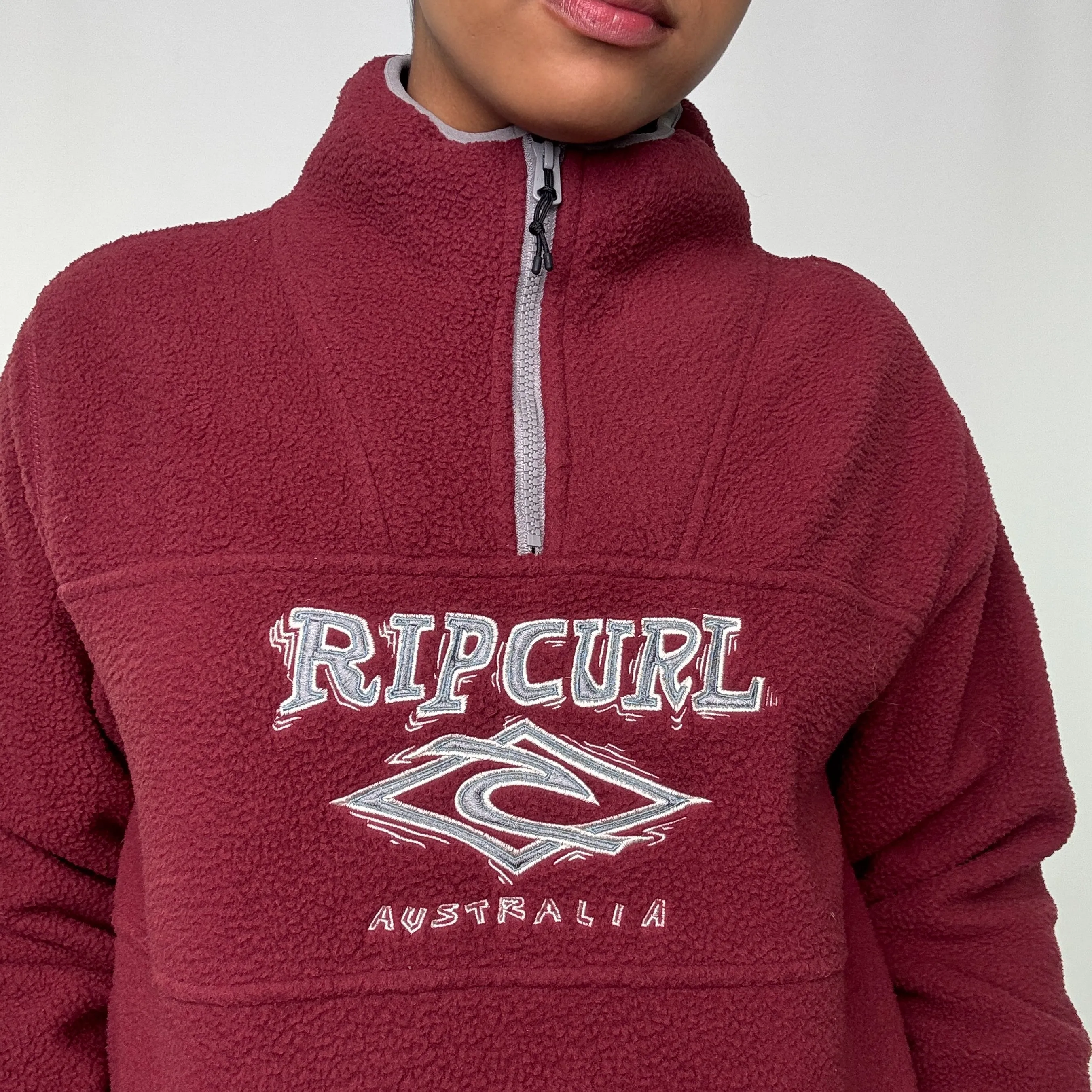 Burgundy Red y2ks Rip Curl Hoodie (M)