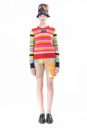 'Butterfly' Wild Stripes Shrunken Pullover Sweater