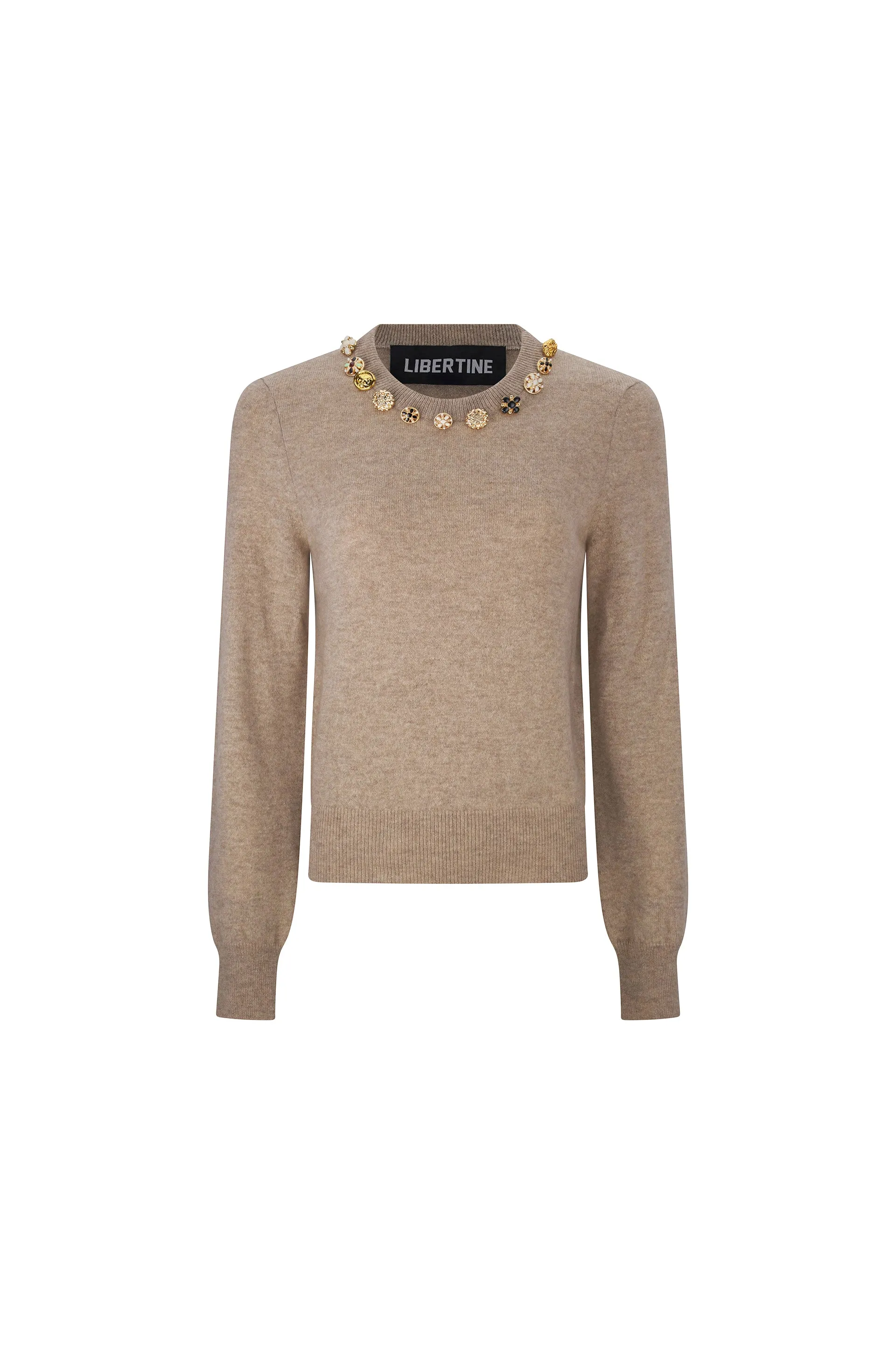 'BUTTON LUXE' SHRUNKEN PULLOVER SWEATER